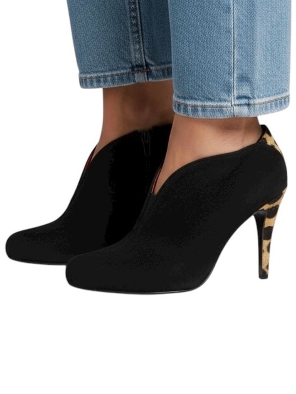 Nine West Black Leopard Booties Size 8.5